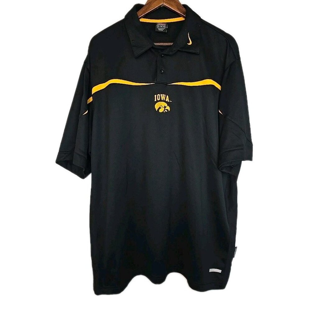 iowa hawkeyes Mens Nike Polo Shirt XL Black Embroidered Logo
